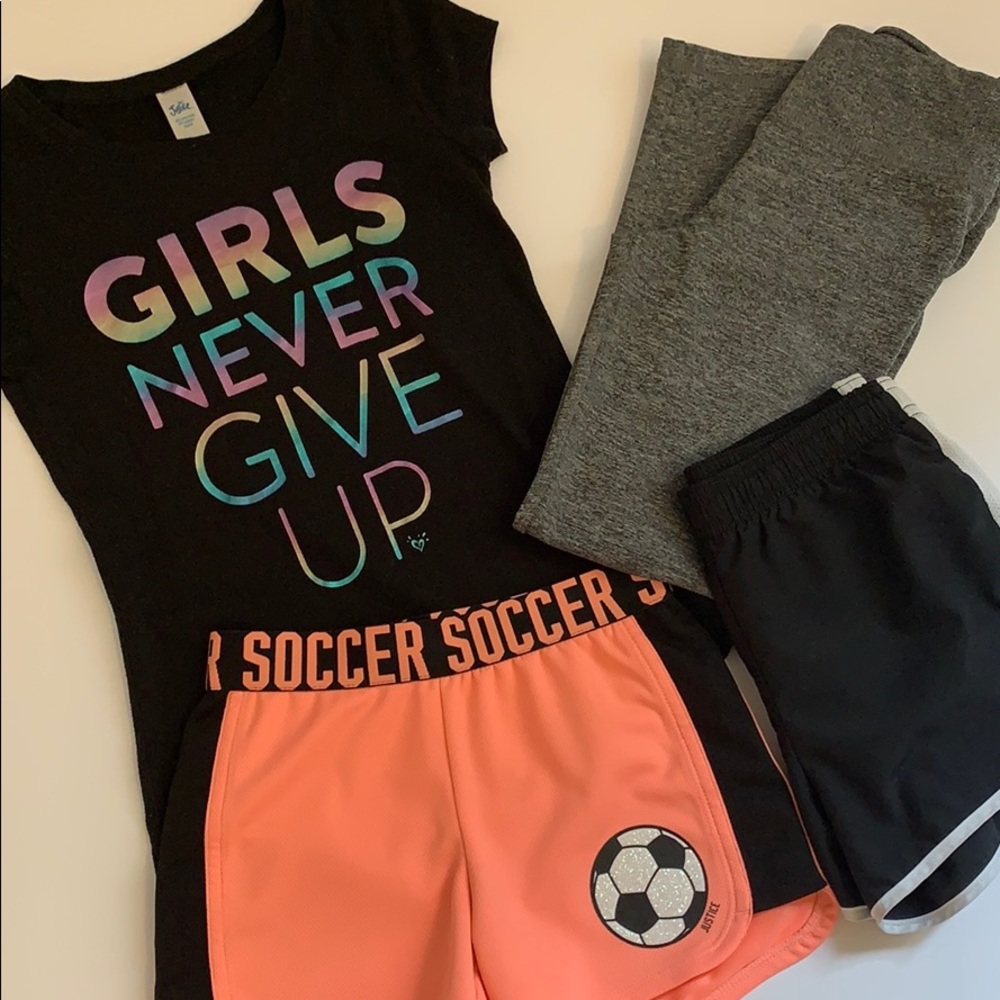 Justice leggings, shorts and T-shirt